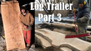 Picking Up and Slabbing Ash Logs - Log Hauling Trailer Pt 3